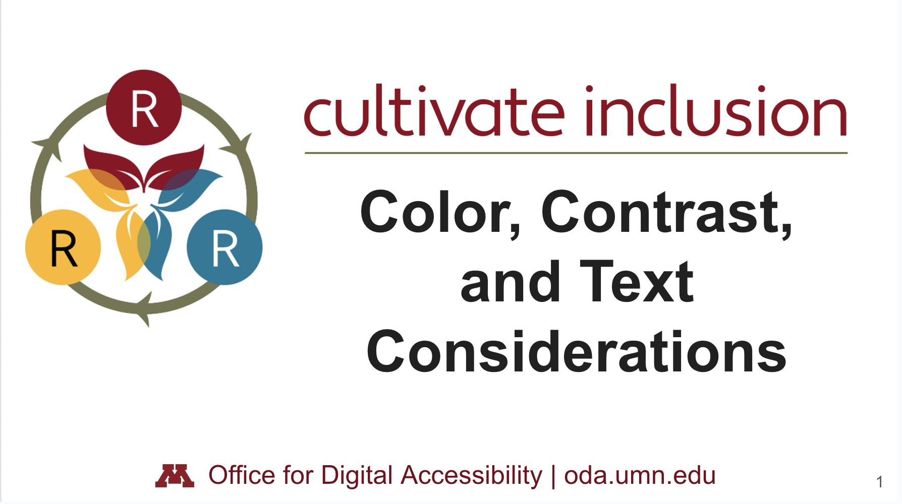 Color, Contrast, and Text Considerations title slide
