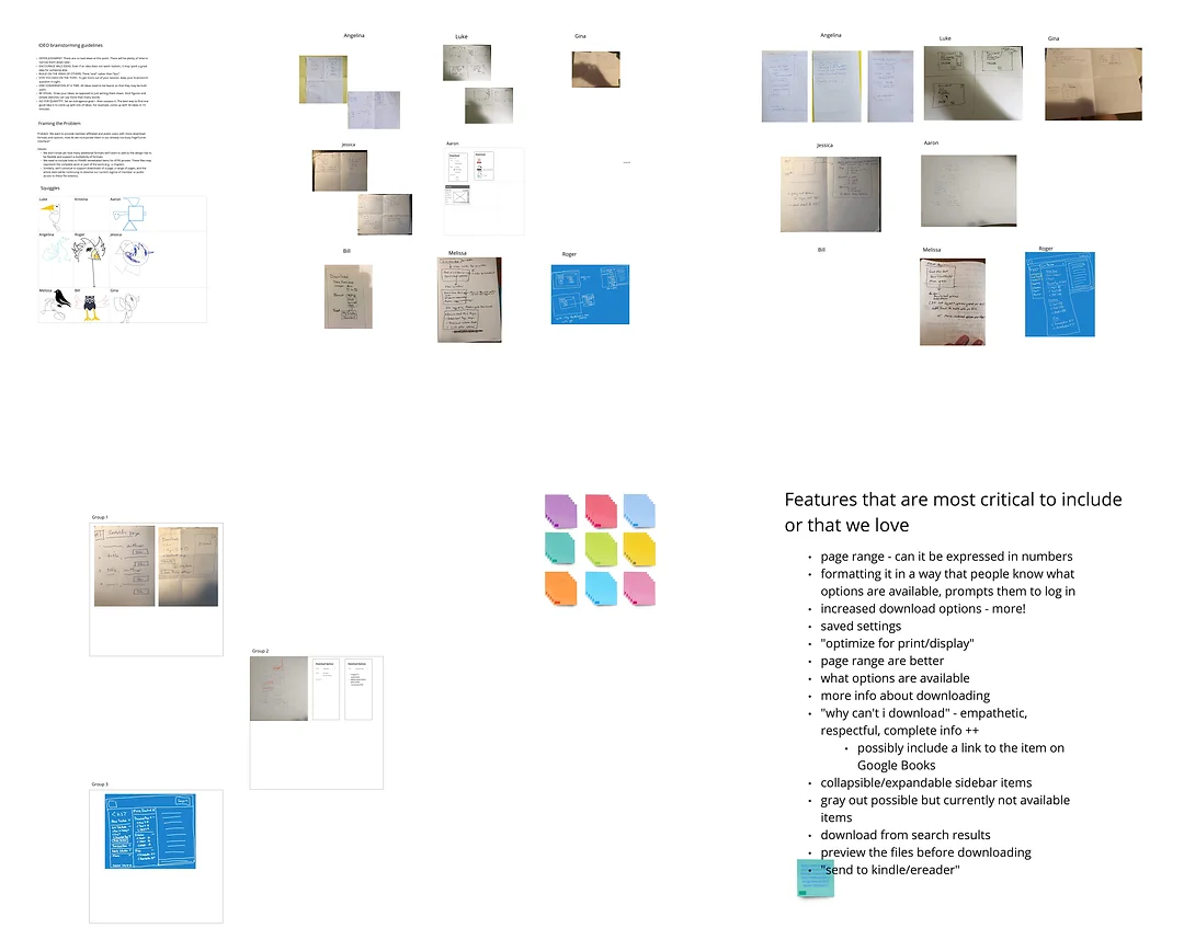 screenshot of Miro board with sketches from design jam