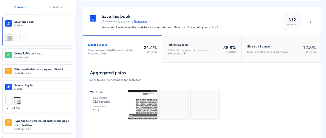 Screenshot of Maze unmoderated usability test