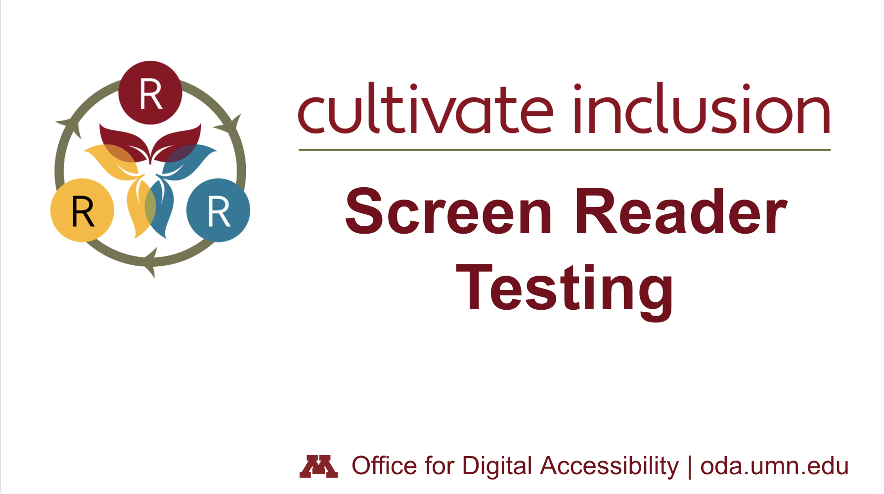 Screen Reader Testing title slide